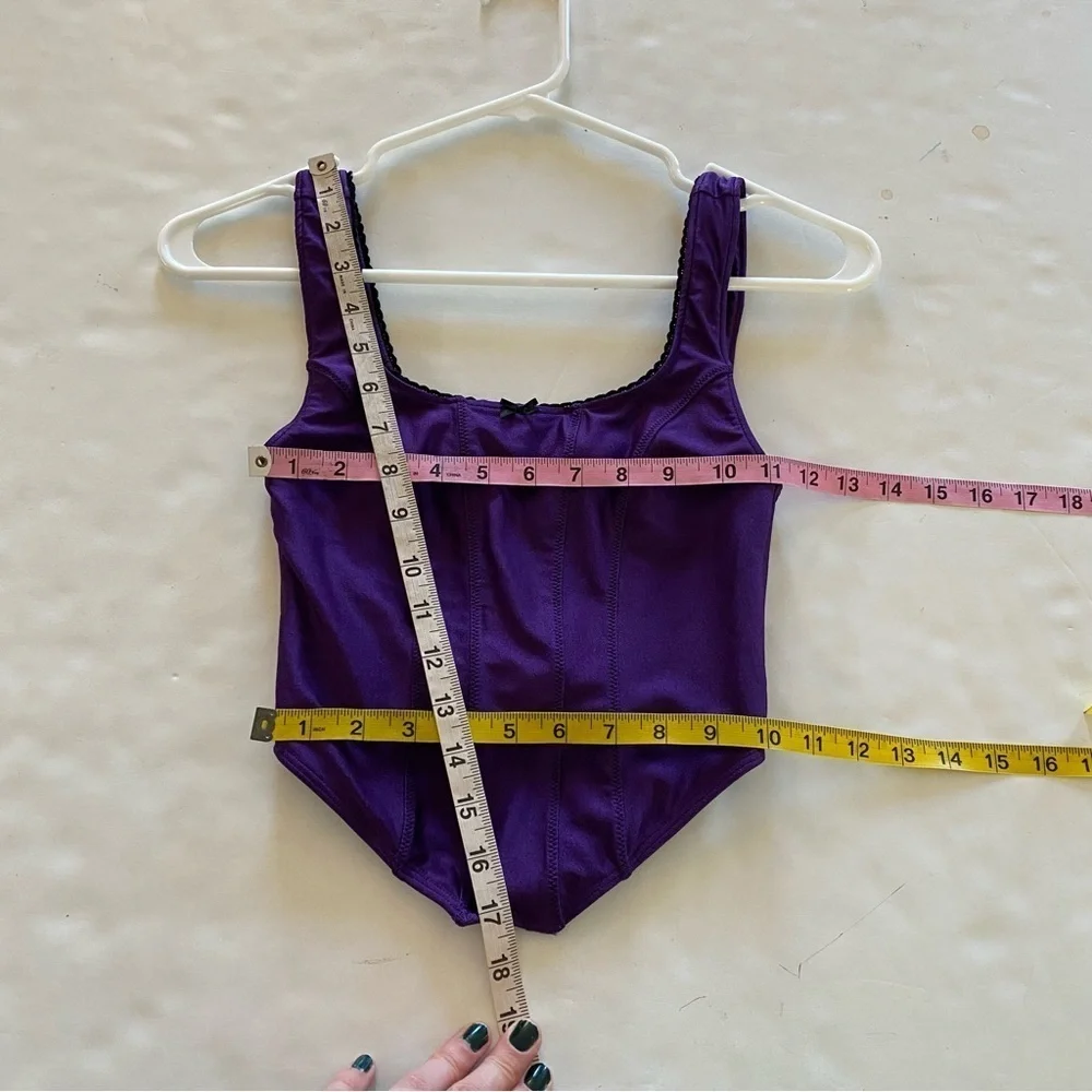 Frankie’s Bikinis Purple Corset Top Womens Size XS Victoria Shine Crop Top